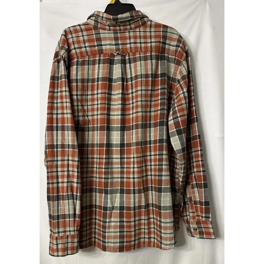 NWT Eddie Bauer Mens Long Sleeve Clay Cotton Plaid Button Flannel Shirt Size 2XL